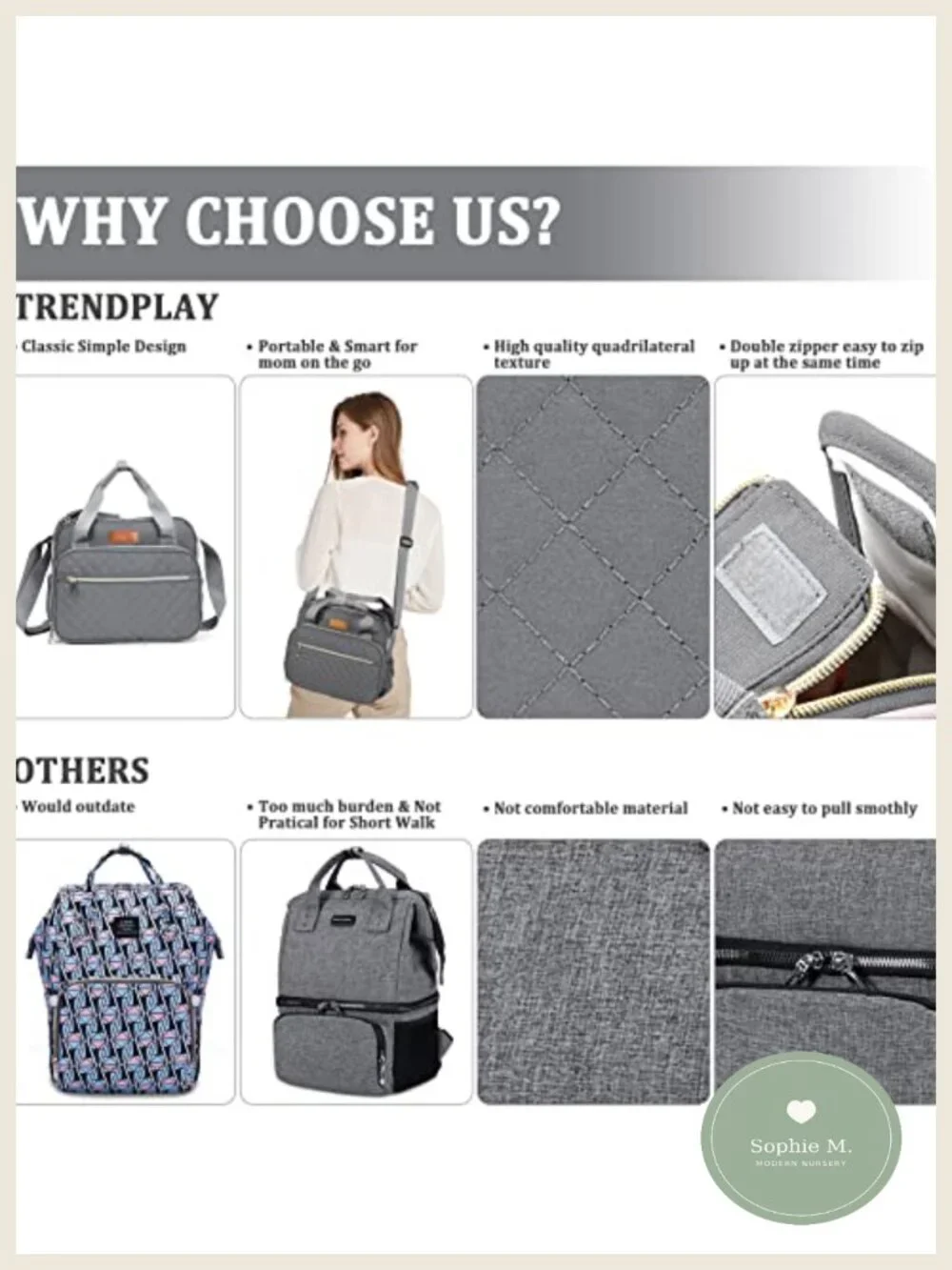 Large Capacity Diaper Bag Tote with Thermal Bottle Pocket - TPU, Easy to Clean